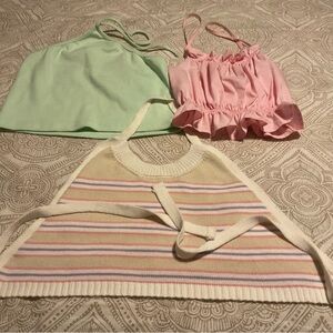 Lot of 3 Stylish Juniors Tops Set, Pink and Green